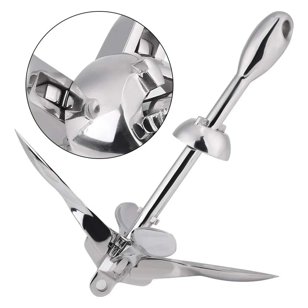 Reliable Performance Marine Boat Hardware Grapnel Folding Anchor High Polished AISI316 Stainless Steel for Boat