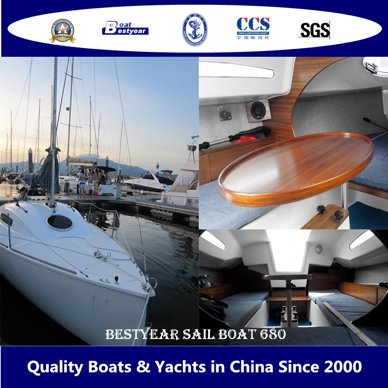 Bestyear 6.8m Fiberglass Sport Sail Boat for 10 People