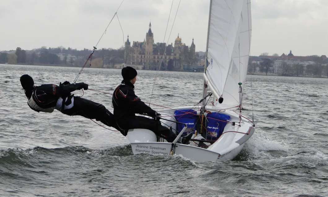 FRP Fiberglass Club 420 Sailing Boat On Water