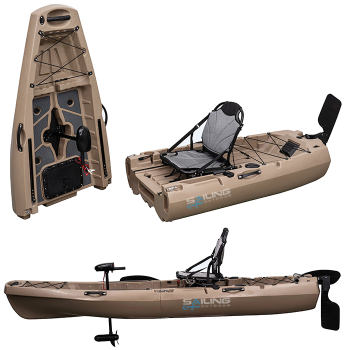 New Designed 3m 1 Person Modular Fishing Kayak with Pedals Detachable Foldable Kayak with Electric Motor