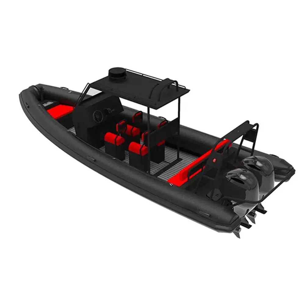 2024 New Products Rhib760 Fiberglass Hull Inflatable Sailing Boat with Outboard Engine