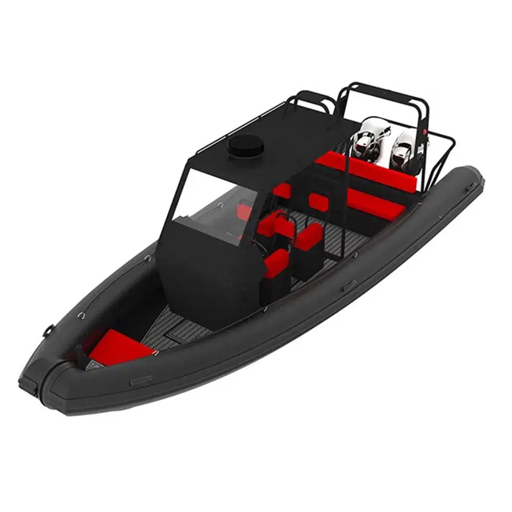 2024 New Products Rhib760 Fiberglass Hull Inflatable Sailing Boat with Outboard Engine