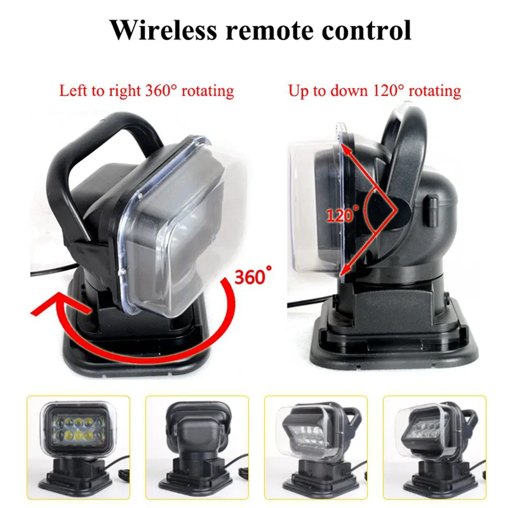 12V 24V 7inch 60W Portable Spot CREE LED Searchlight for Car Truck Boat 4X4, Outdoor Marine Hunting Camping Moving Head Remote Work Search Lighting
