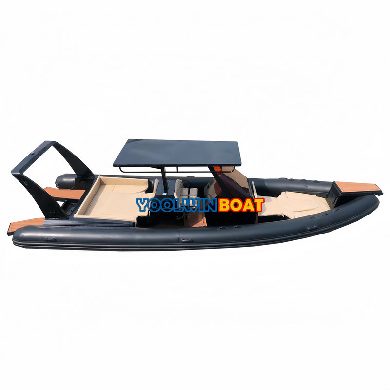 (CE) 860 Italian Design Luxury Sport Aluminum Semi Rigid Inflatable Rib Boat with 300HP Outboard Motor with Toilet and Bimini Sun Shade