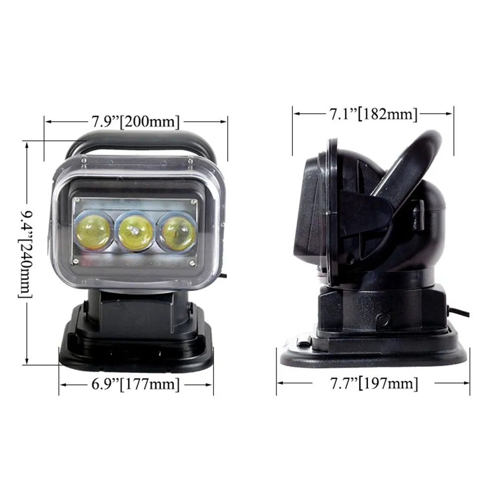12V 24V 7inch 60W Portable Spot CREE LED Searchlight for Car Truck Boat 4X4, Outdoor Marine Hunting Camping Moving Head Remote Work Search Lighting
