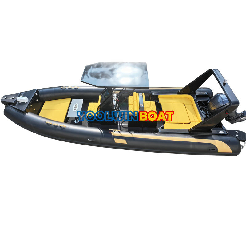 (CE) 860 Italian Design Luxury Sport Aluminum Semi Rigid Inflatable Rib Boat with 300HP Outboard Motor with Toilet and Bimini Sun Shade
