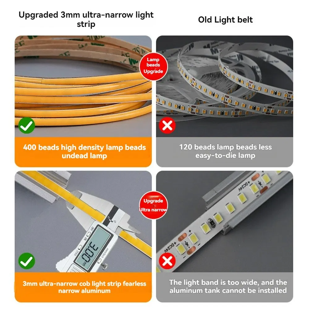 12V Ultra-Bright COB LED Tape 6000K Cool White IP20 for RV Marine Boat Interior Lighting Waterproof