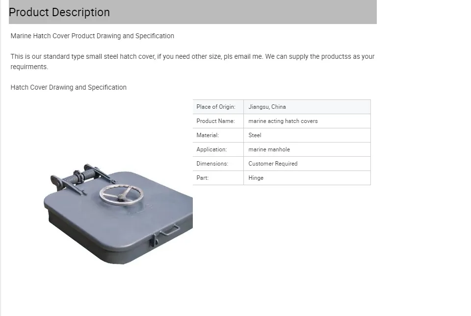 Marine Hatch Cover Detail 1