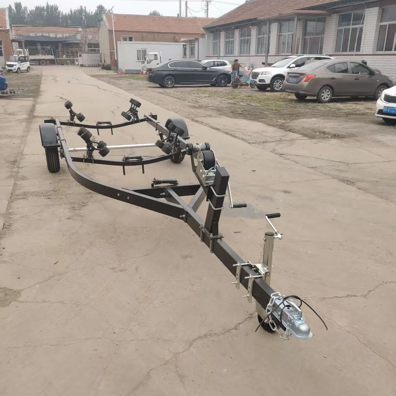 Black Painted Wheeled Boat Trailer
