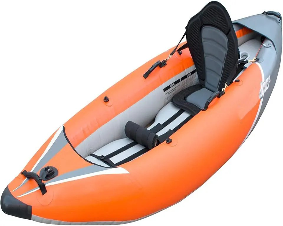 Inflatable Canoe for Single Person Thickened Orange Outdoor Water Rafting Challenger