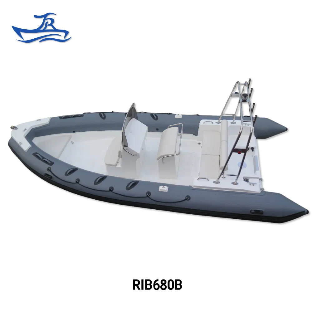 China Custom 23FT 6.8m Yacht Lightweight Motor Rigid Fiberglass Inflatable Bass Fishing and Rescue Boat 680 Rib Sport Boat
