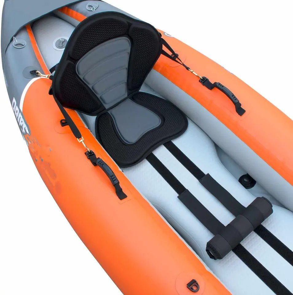 Inflatable Canoe for Single Person Thickened Orange Outdoor Water Rafting Challenger