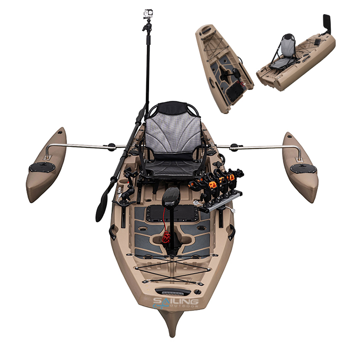 9.5FT Single Sit on Top 3 Piece Section Modular Fishing Kayak Professional on Fishing Plastic Pedal Drive Boat