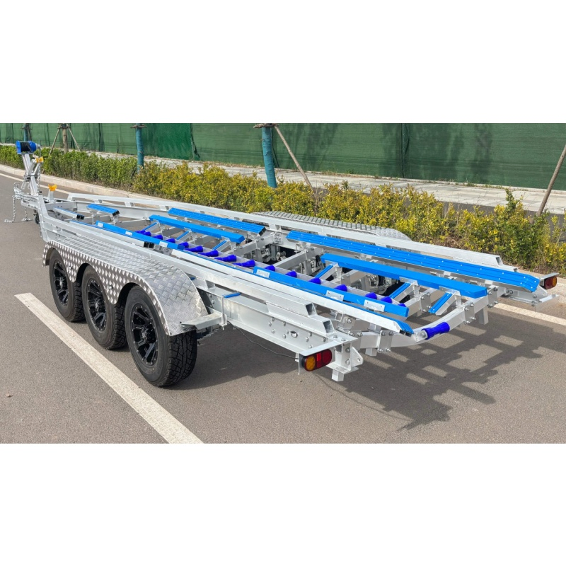 9.2m Tri-Axle Aluminum Boat-Trailer Poly Bunks Hydraulic Brake Factory Price