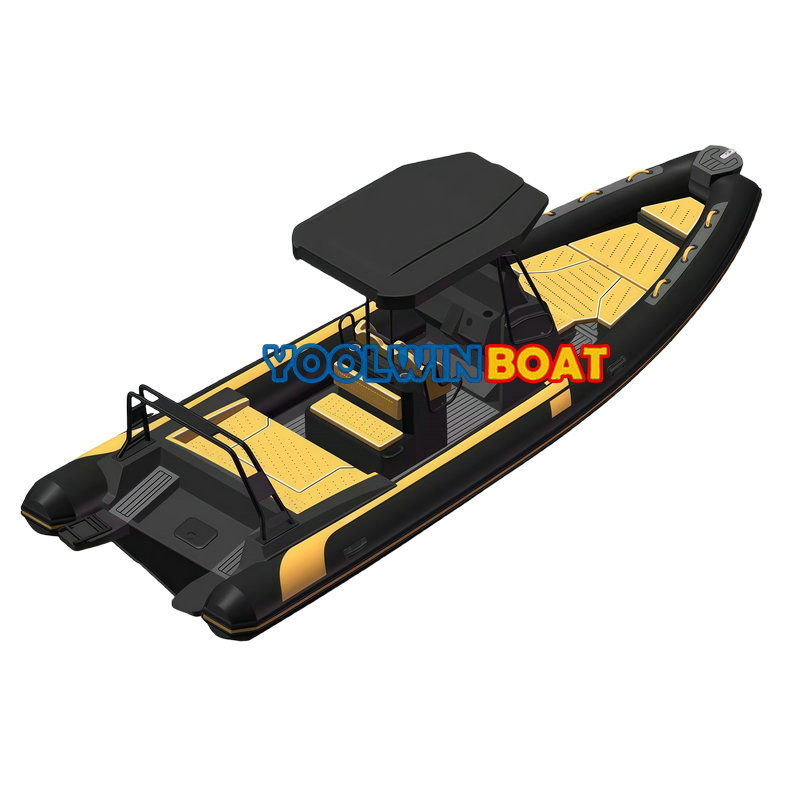 (CE) 860 Italian Design Luxury Sport Aluminum Semi Rigid Inflatable Rib Boat with 300HP Outboard Motor with Toilet and Bimini Sun Shade