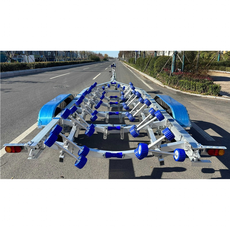 27FT 3.5t Tandem Axle Hydraulic Brake Rollers Style Aluminum Alloy Boat Trailer
