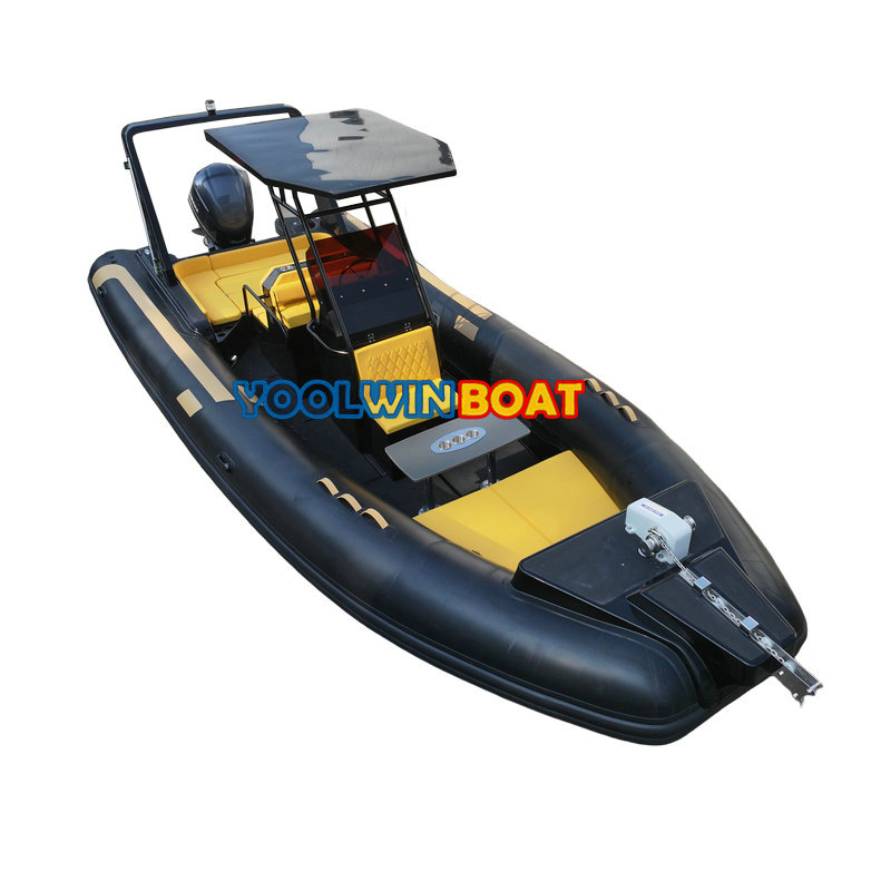 (CE) 860 Italian Design Luxury Sport Aluminum Semi Rigid Inflatable Rib Boat with 300HP Outboard Motor with Toilet and Bimini Sun Shade