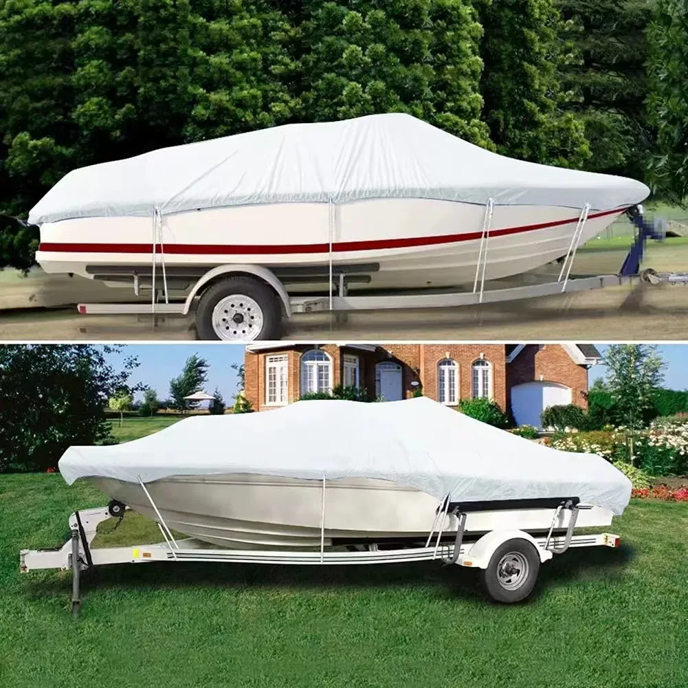 Heavy Duty 600d Marine Grade Trailerable Waterproof Runabout Oxford Cloth Fabric Outdoor Boat Cover Customized Size Length Weight Logo