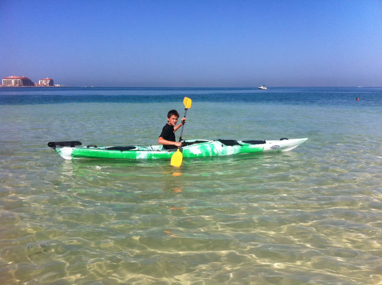 One Person Sit in Plastic Ocean Canoe