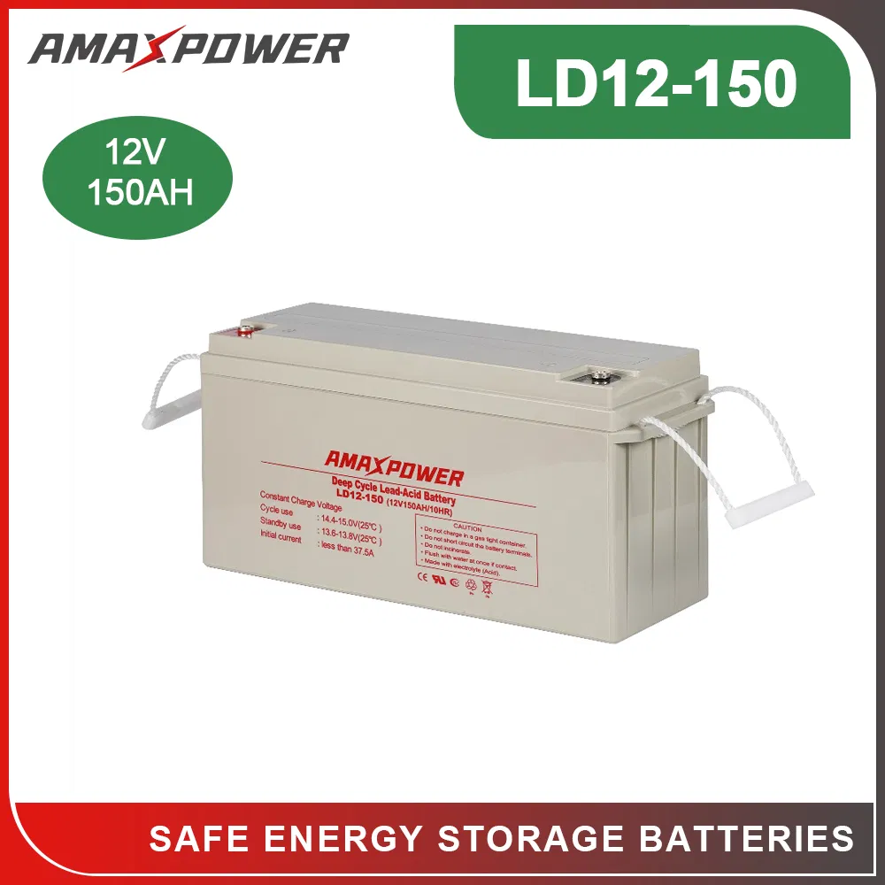Amaxpower 12V 75ah 80ah 120ah 150ah 180ah 200ah Bateria Emergency and Security System Deep Cycle Storage AGM Battery for Home-Solar-System/Wheelchair/Boat