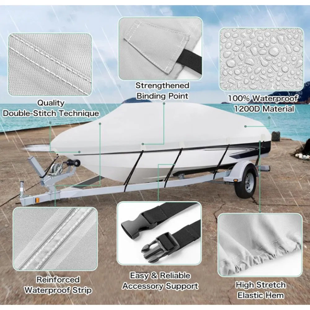 Heavy Duty 600d Marine Grade Trailerable Waterproof Runabout Oxford Cloth Fabric Outdoor Boat Cover Customized Size Length Weight Logo