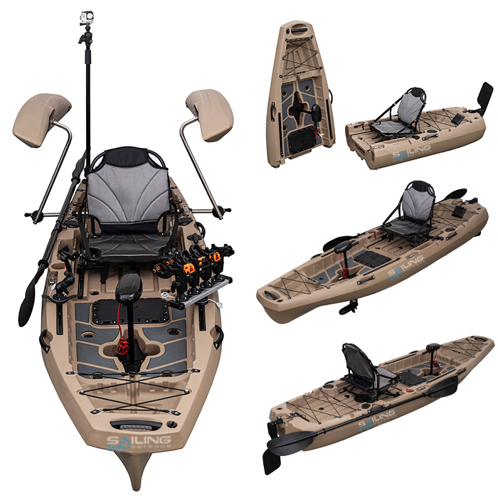 New Designed 3m 1 Person Modular Fishing Kayak with Pedals Detachable Foldable Kayak with Electric Motor