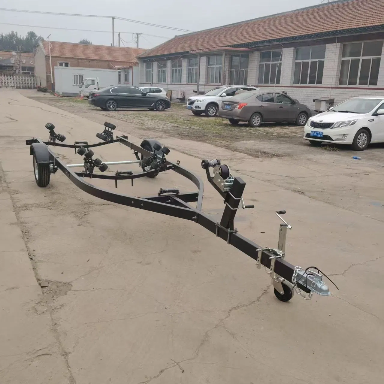 Black Painted Wheeled Boat Trailer
