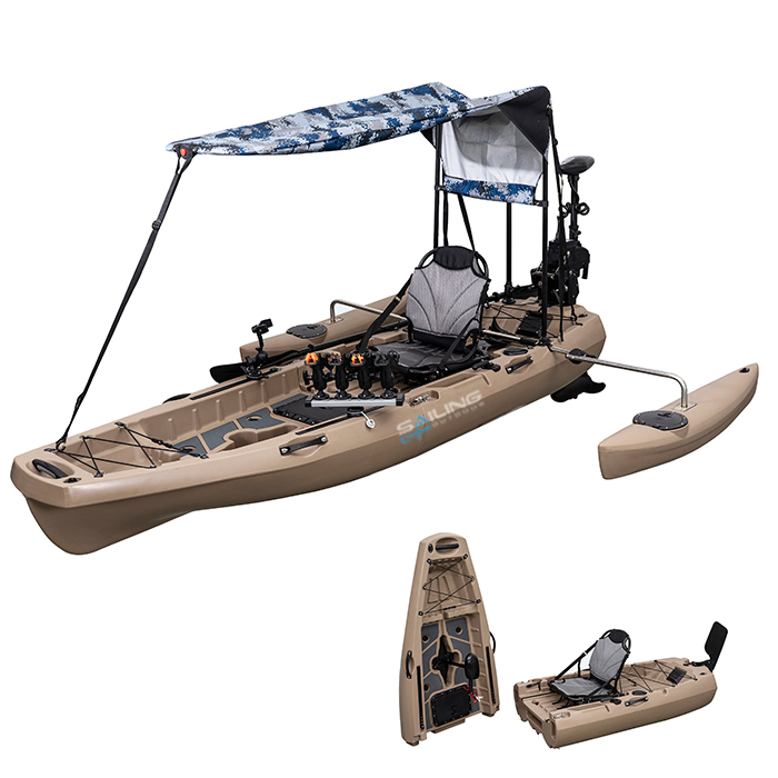 Factory New Designed 2 Pieces Modular Section Kayak Detachable Ocean 1 Person Fishing Plastic Canoe