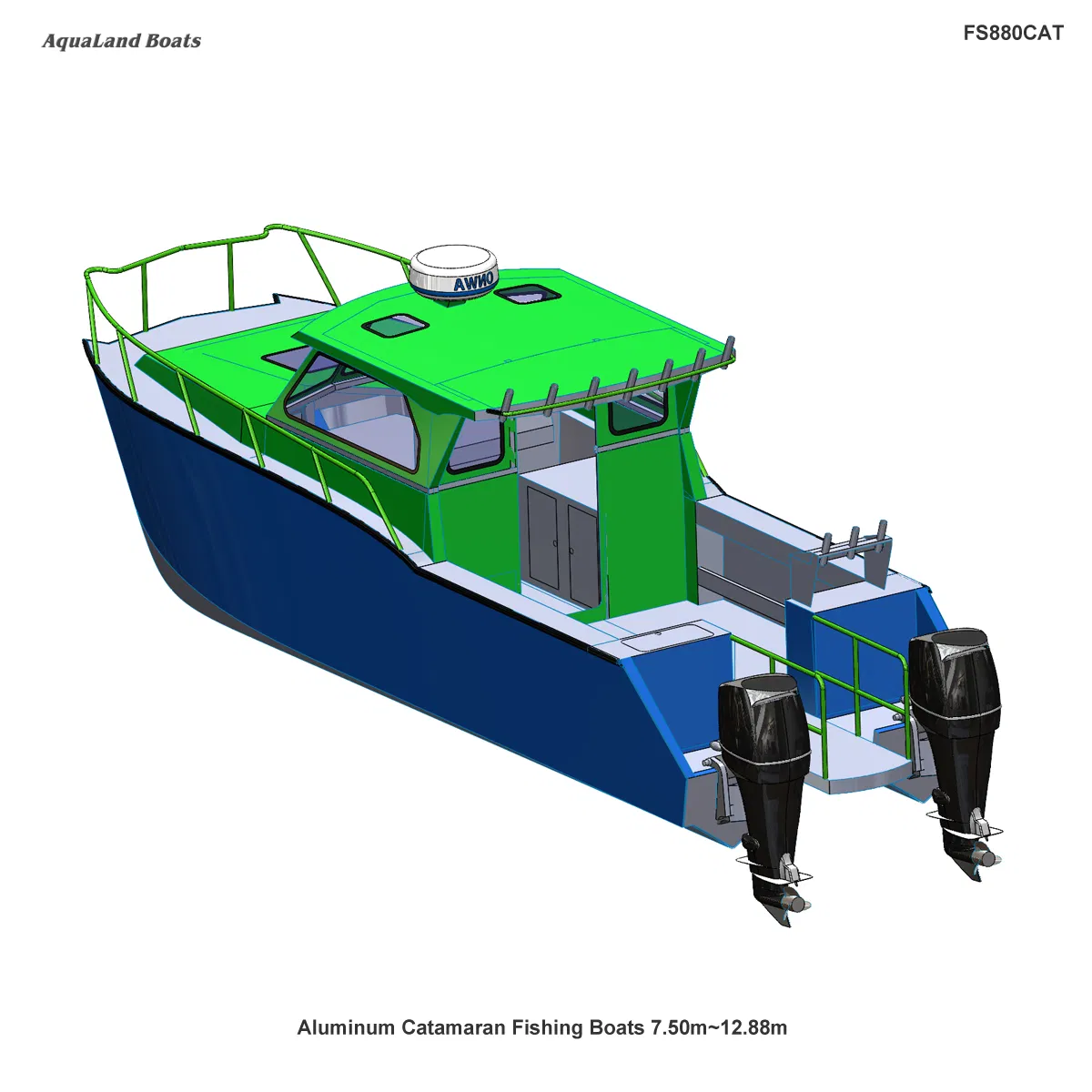 Aqualand 7m~13m Aluminum Catamaran /Speed/Rib/Rescue/Diving/Patrol/Aluminium/Fishing/Motor/Passenger/Yacht/Pleasure/Party /Boat/Fs880cat