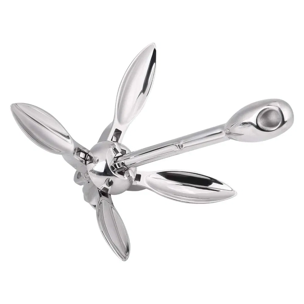 Reliable Performance Marine Boat Hardware Grapnel Folding Anchor High Polished AISI316 Stainless Steel for Boat