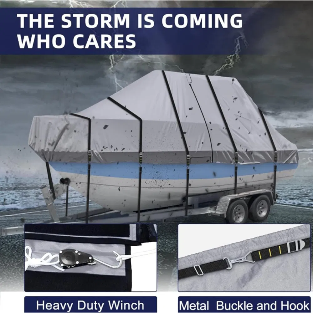 Heavy Duty 600d Marine Grade Trailerable Waterproof Runabout Oxford Cloth Fabric Outdoor Boat Cover Customized Size Length Weight Logo