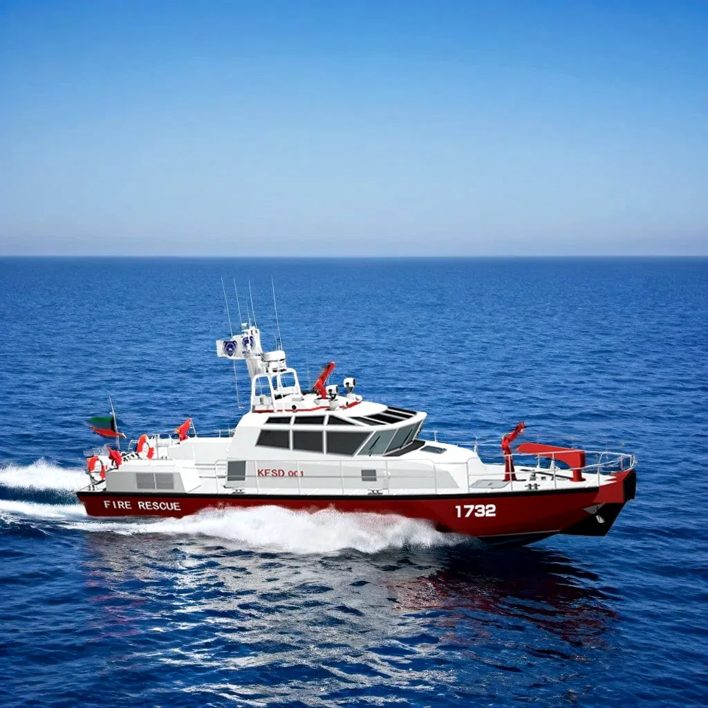 17m High Speed Fiberglass / Aluminium Fire Fighting and Rescue Work Boat for Sale