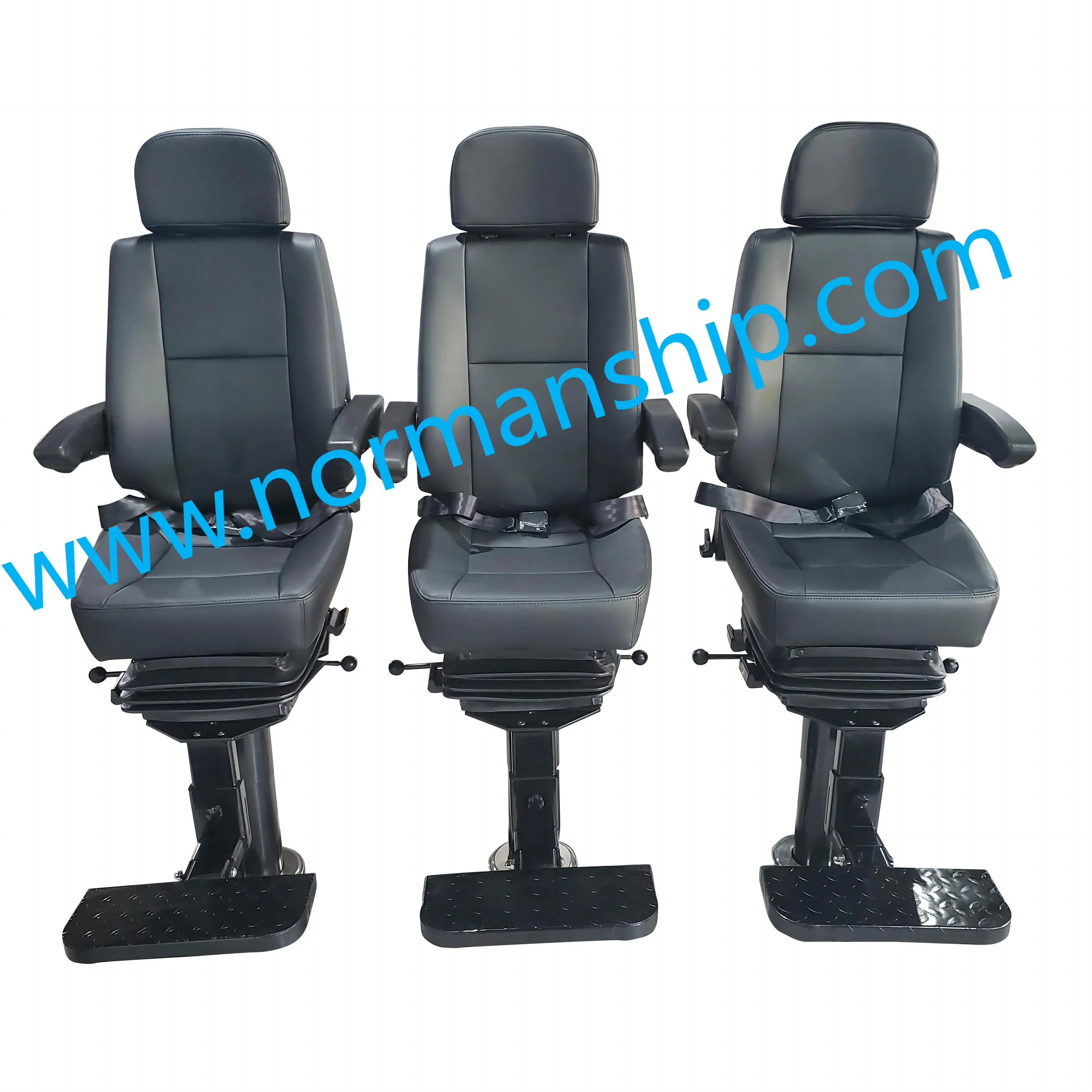 China Marine Seat Flame Retardant PVC Rotatable Captain Helms Pilot Chair with Steel Adjustable Armrest Footrest for Boat Ship Vessel