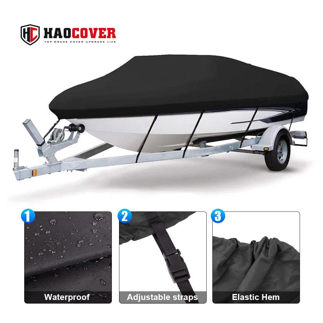 Durable 600d Waterproof Trailerable Boat Cover Tear Proof All Weather Protection