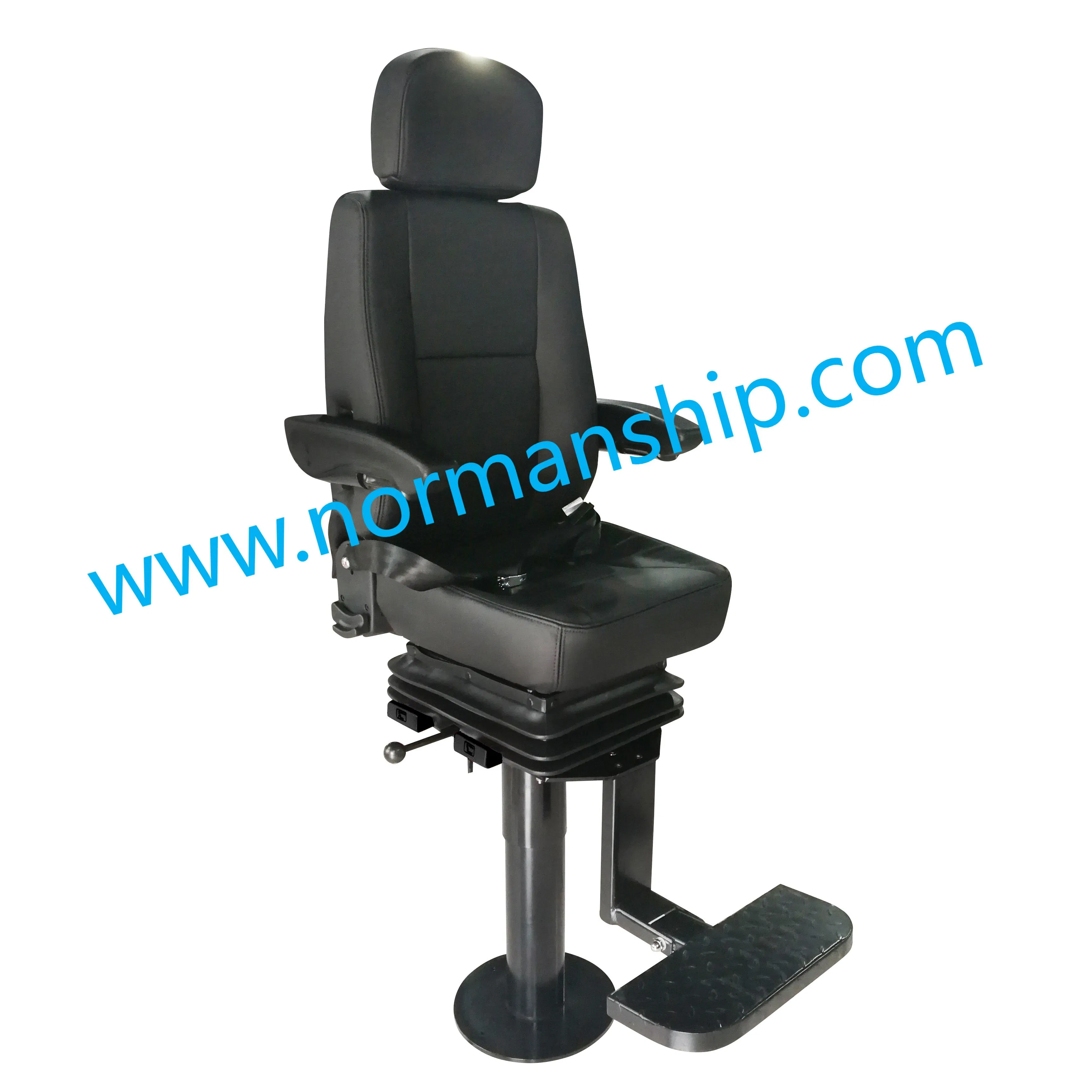 China Marine Seat Flame Retardant PVC Rotatable Captain Helms Pilot Chair with Steel Adjustable Armrest Footrest for Boat Ship Vessel
