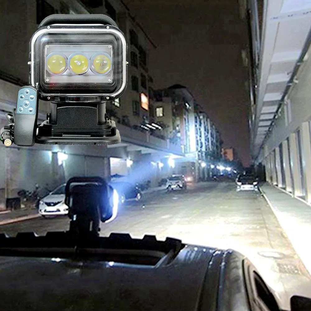 12V 24V 7inch 60W Portable Spot CREE LED Searchlight for Car Truck Boat 4X4, Outdoor Marine Hunting Camping Moving Head Remote Work Search Lighting