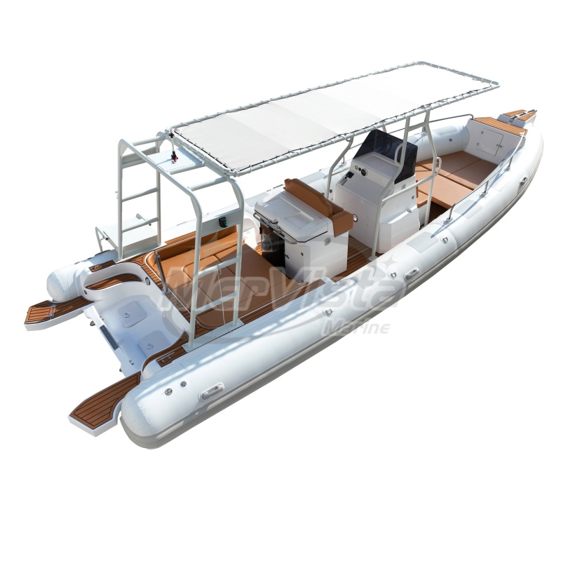 Wholesale 28FT 8.6m Semi-Rigid Motor Fiberglass Hull Rib Orca Inflatable Fishing Speed Boat Yacht with Hard Top