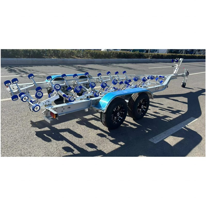 27FT 3.5t Tandem Axle Hydraulic Brake Rollers Style Aluminum Alloy Boat Trailer
