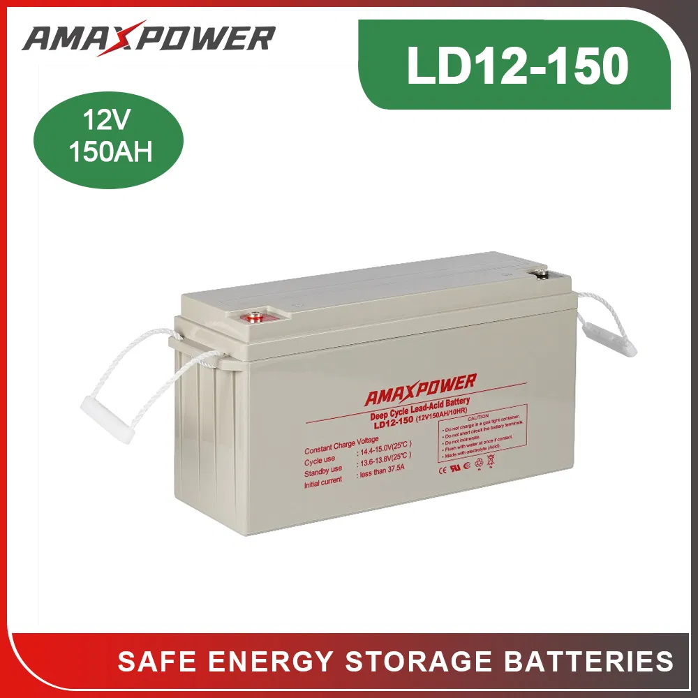 Amaxpower 12V 75ah 80ah 120ah 150ah 180ah 200ah Bateria Emergency and Security System Deep Cycle Storage AGM Battery for Home-Solar-System/Wheelchair/Boat