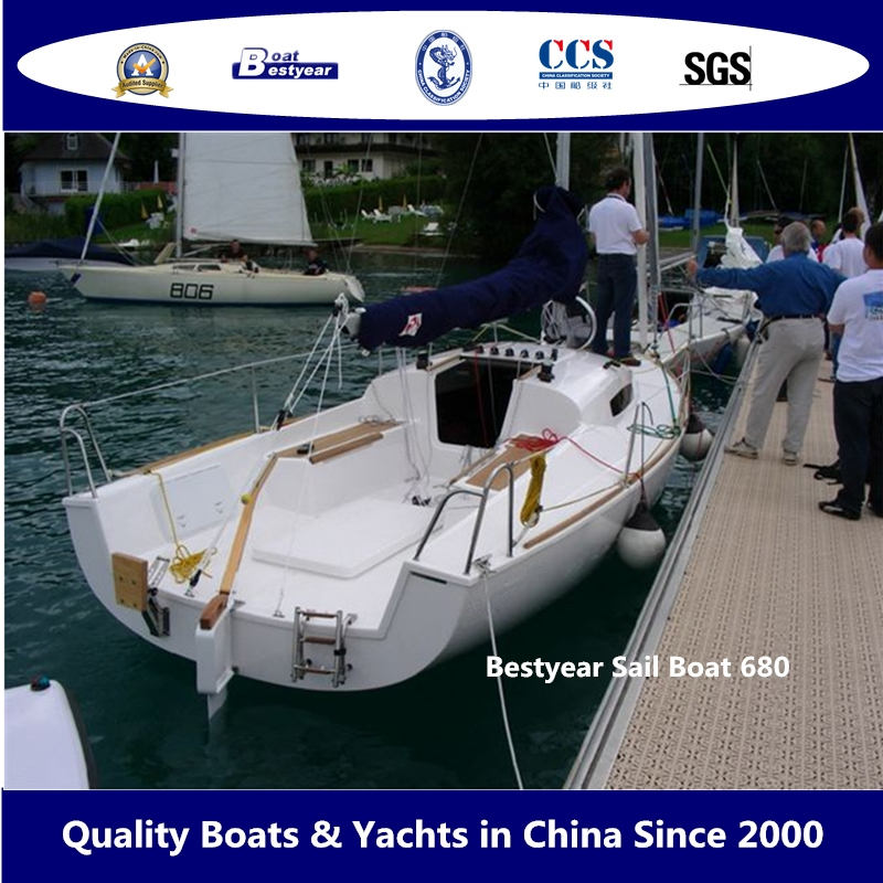 Bestyear 6.8m Fiberglass Sport Sail Boat for 10 People