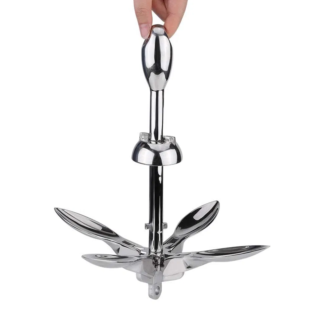 Reliable Performance Marine Boat Hardware Grapnel Folding Anchor High Polished AISI316 Stainless Steel for Boat