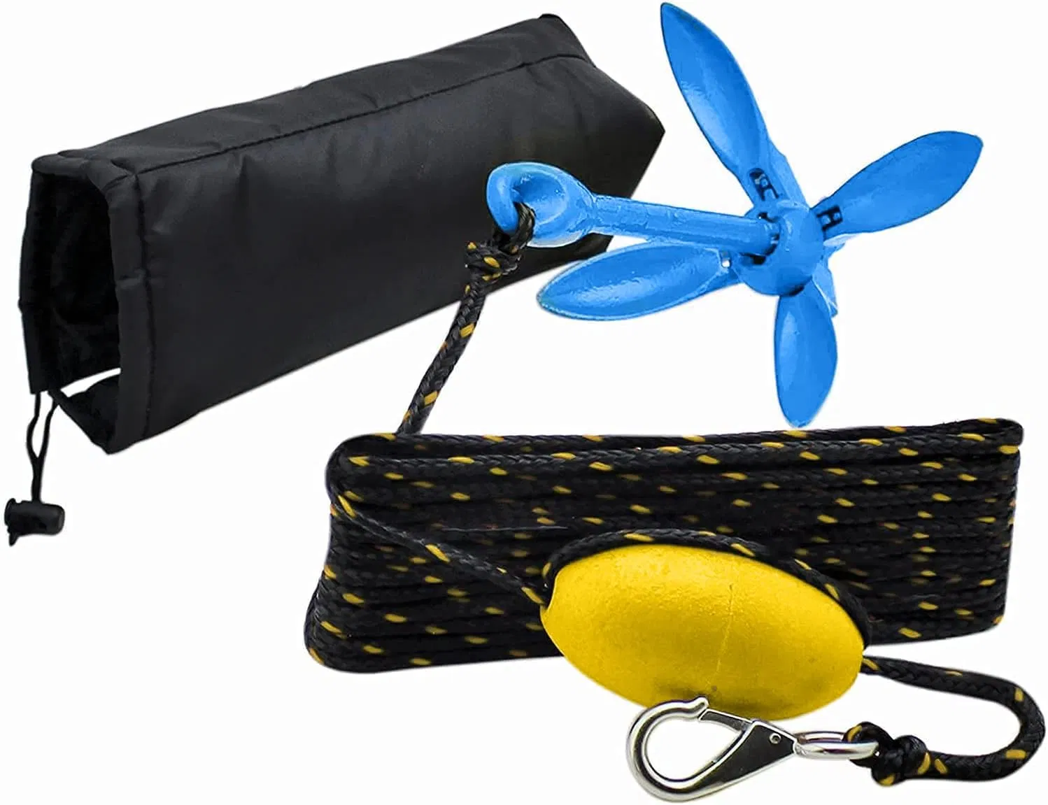 50 FT Rope for Fishing Kayaks, Canoe, Jet Ski, Sup Paddle Board and Small Boats Marine Kayak Anchor Kits 7 Lb Folding Anchor Accessories