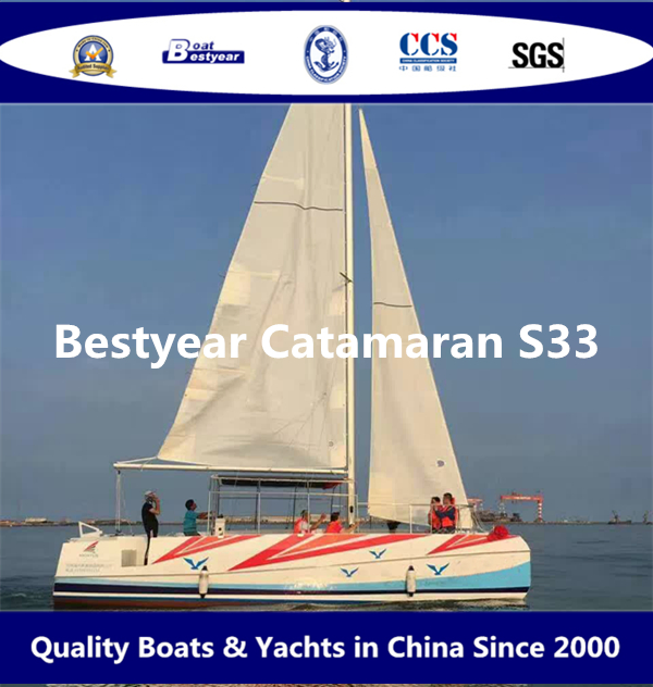 Bestyear 33FT Fiberglass Catamaran Sail Boat for 35 Passengers