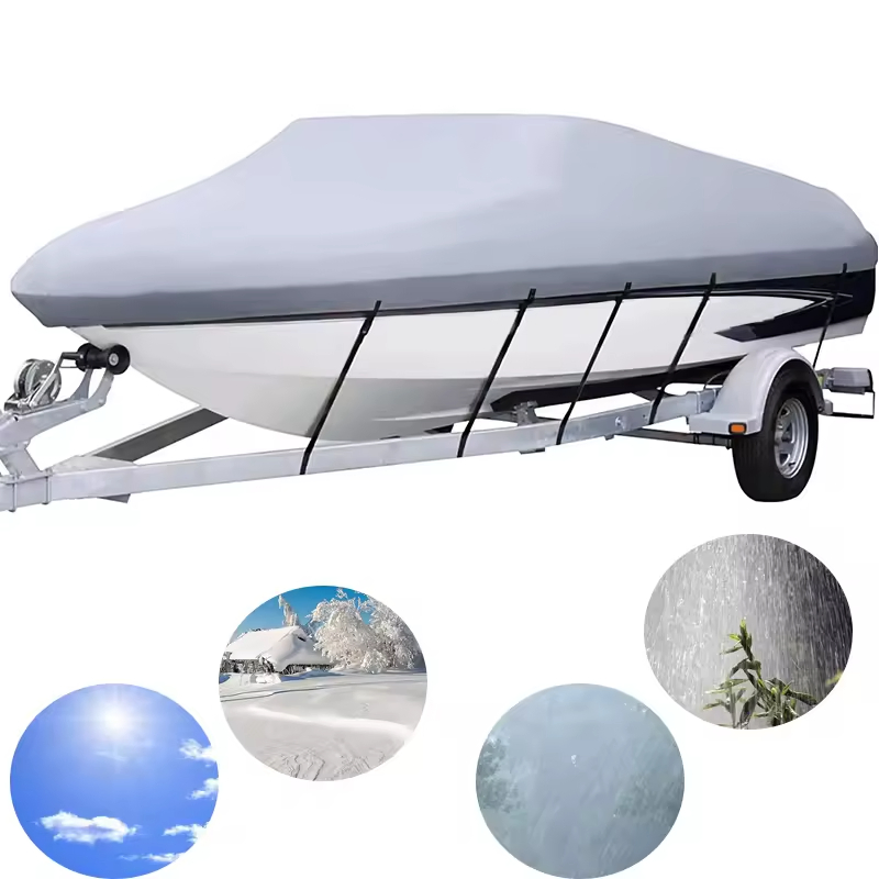 Blue/Silver Tapered Nose Boat Cover 18-24 FT Custom Sizing Available