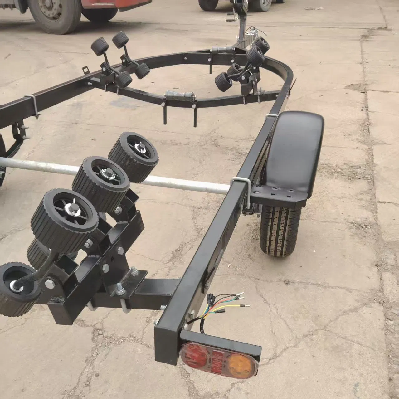 Black Painted Wheeled Boat Trailer