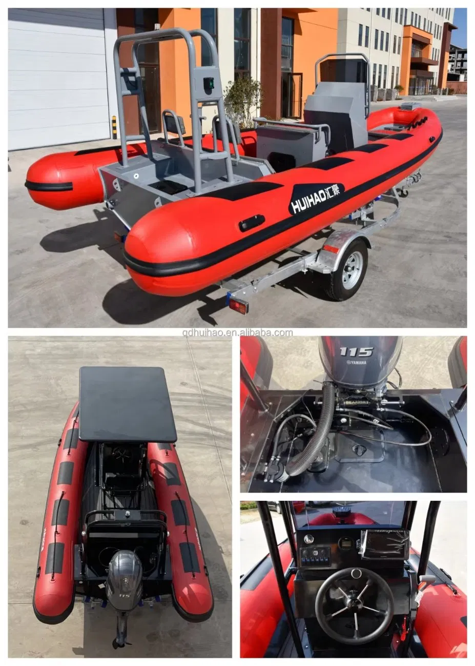 CE China Sport 22FT 620 Inflatable Rigid Orca Hypalon PVC Heavy Duty Rubber Luxury Fishing Family Deep V Aluminum Rib Boat