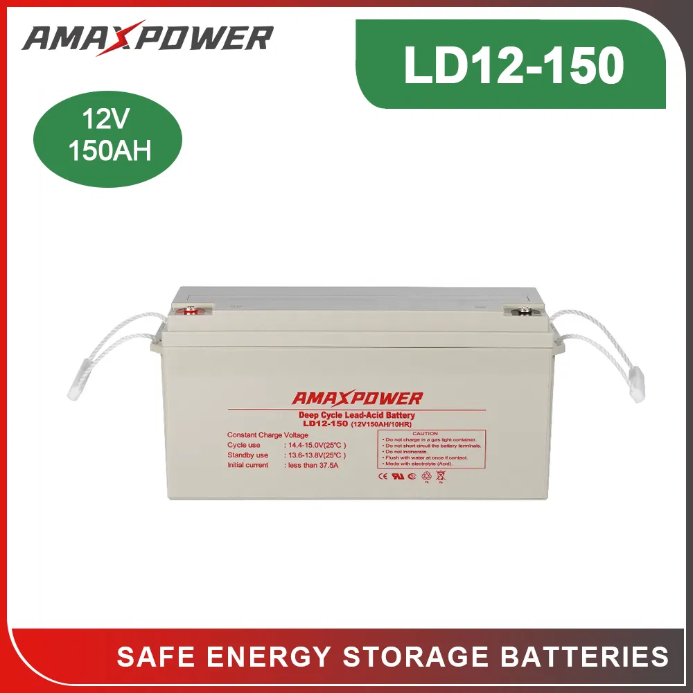 Amaxpower 12V 75ah 80ah 120ah 150ah 180ah 200ah Bateria Emergency and Security System Deep Cycle Storage AGM Battery for Home-Solar-System/Wheelchair/Boat