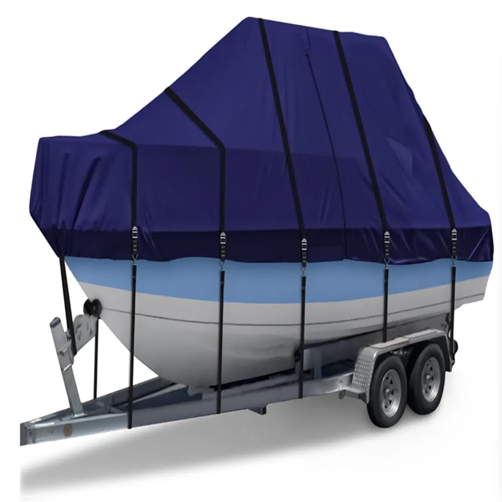 1200d Waterproof Boat Cover - Fits 17' to 19' FT Bass, V-Hull, Tri-Hull, Fish &amp; Ski, Runabout Bowrider Boats - Heavy Duty Canvas Black