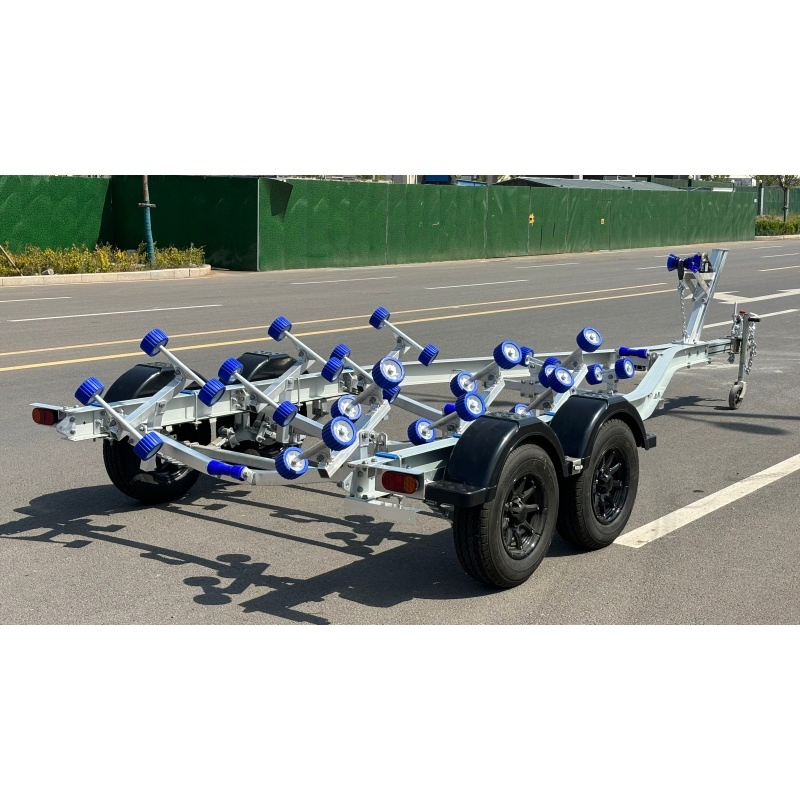 21FT Dual Axle Aluminum Boat Trailer Fishing Boats Trailer with Wobbly Roller and Hydraulic Brakes