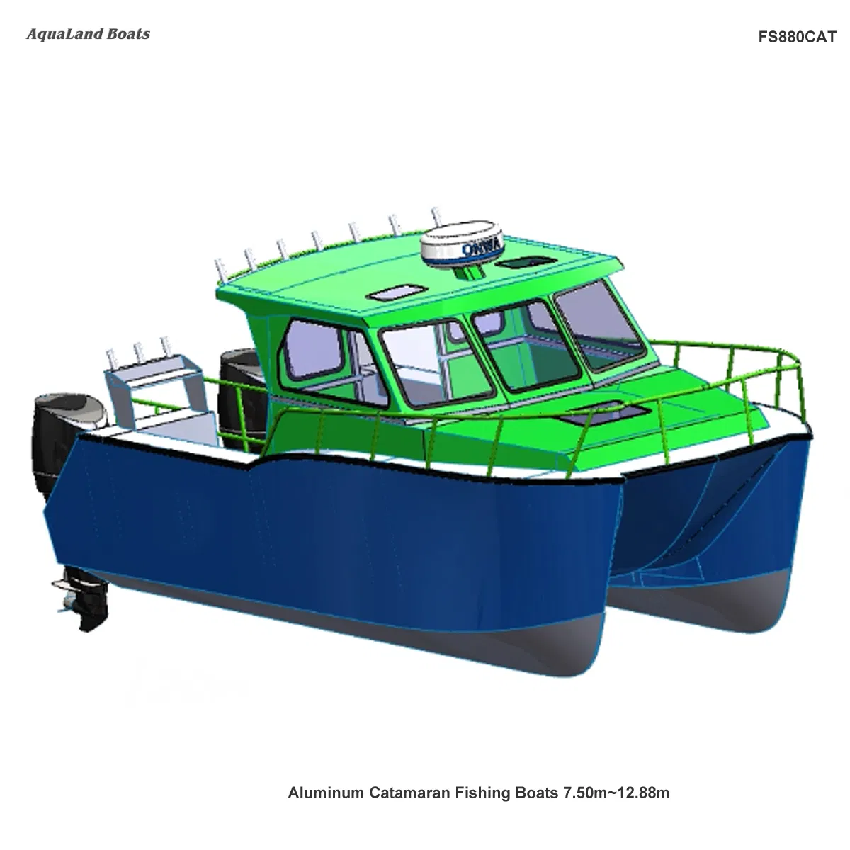 Aqualand 7m~13m Aluminum Catamaran /Speed/Rib/Rescue/Diving/Patrol/Aluminium/Fishing/Motor/Passenger/Yacht/Pleasure/Party /Boat/Fs880cat
